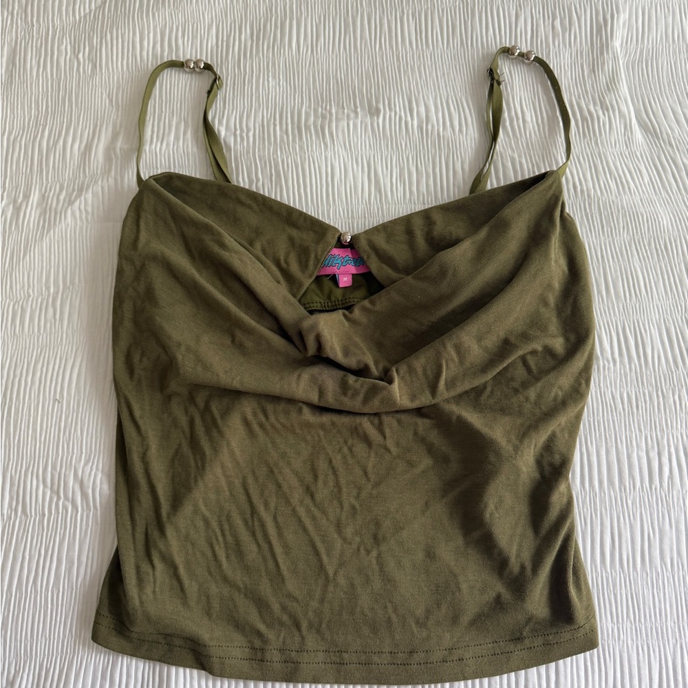 Edikted Olive Cowl Neck Tank Top